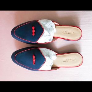 J. Crew Navy Flat Mules